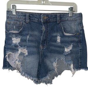 Ariya Womens Distressed Denim Shorts Size 11/30 Blue Jean